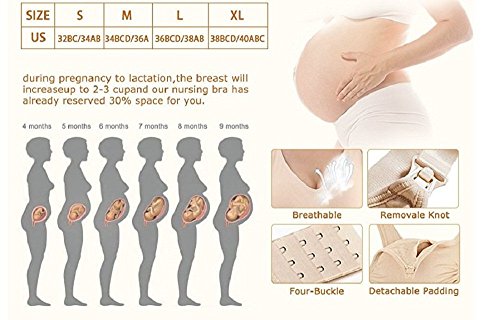 3 Piezas de Busto Completo de Las Mujeres Sujetadores de Maternidad de Enfermería sin Fisuras con Extensores y Clips (Rosa +Negro+Beige, X-Large)