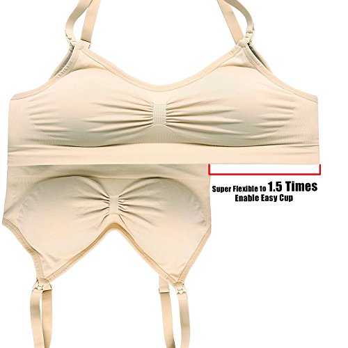 3 Piezas de Busto Completo de Las Mujeres Sujetadores de Maternidad de Enfermería sin Fisuras con Extensores y Clips (Rosa +Negro+Beige, X-Large)