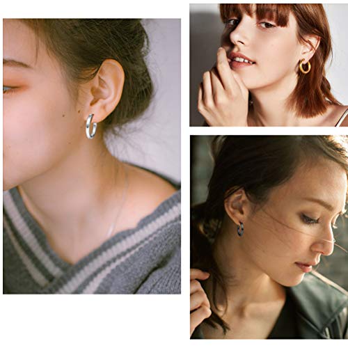 3 Piezas de Conjunto de Pendientes de Aro para Mujer 16mm Dorado Negro Plateado