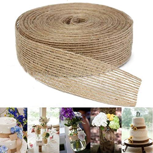 3 rollos de cinta de yute natural, hermoso rollo de cinta de arpillera para manualidades, bodas, eventos, fiestas, decoración del hogar, 10 m de largo x 2 cm de ancho cada rollo
