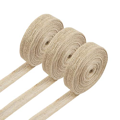 3 rollos de cinta de yute natural, hermoso rollo de cinta de arpillera para manualidades, bodas, eventos, fiestas, decoración del hogar, 10 m de largo x 2 cm de ancho cada rollo