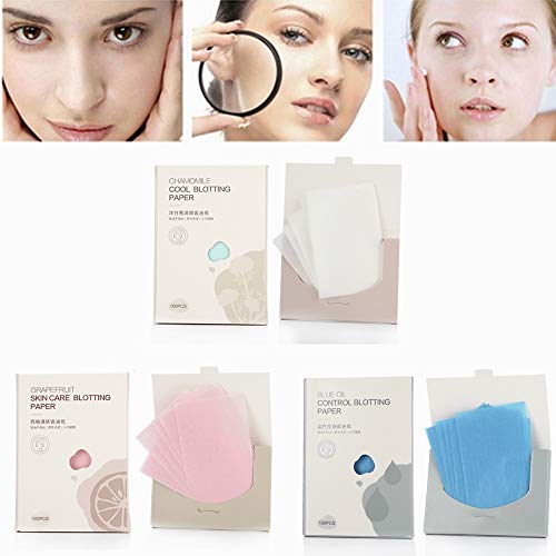 300 hojas de papel secante para control de aceite y absorción de aceite, papel secante, para mantener la piel fresca y lisa para uso diario cuidado de la piel o maquillaje