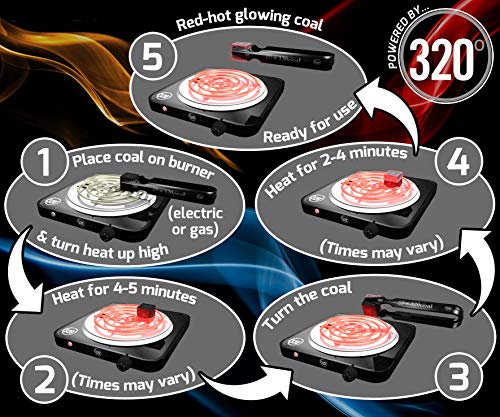 320° - Carbón de Coco (25mm Cubo) Natural para cachimba Shisha, narguile & barbacoas, 1 kg