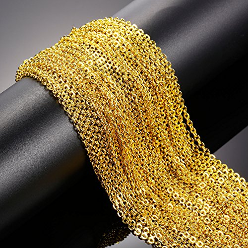 33 Pies de Collar de Cadena de Enlace Dorado con 30 Anillas Abierta y 20 Piezas de Cierres de Langosta para Fabricación de Joyería DIY (1,5 mm)