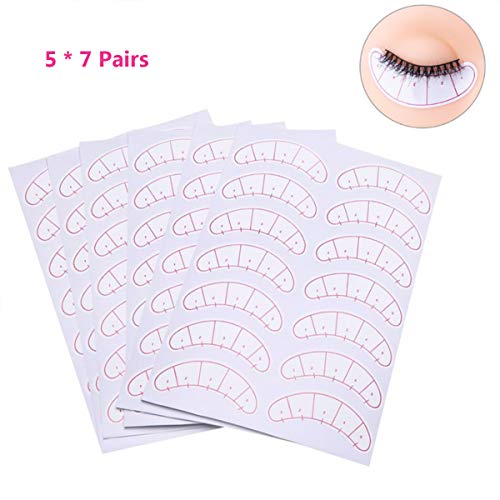 35 pares Tira de pestañas autoadhesivas, MYSWEETY False Lashes Natural con pegamento para el entrenamiento de extensiones de pestañas, con 35 pares de parches de ojo de cinco puntos