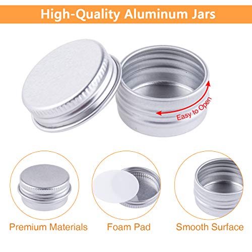 35 Piezas Tarros de Aluminio, Contenedores Cosmético de Viaje Envases de Vacío con Tapas de Tornillo para Cosmética Crema Muestra Polvo Decoración de Uñas, 5g 5ml