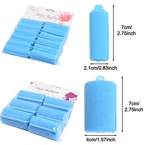 36 piezas de esponja de espuma rulos para el cabello esponja flexible rizadores de cabello mágicos DIT herramientas de peluquería para peinar el cabello (rosa y azul, 2cm y 3,6cm)