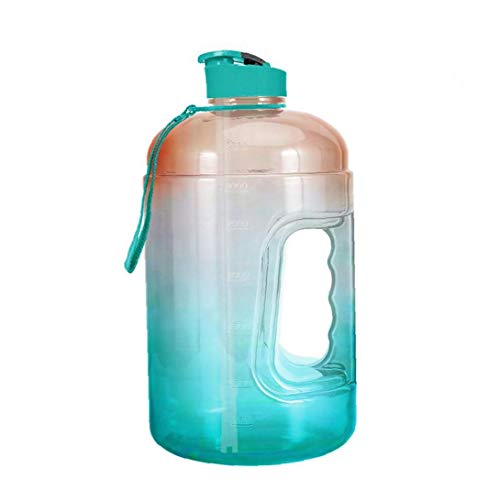 3.78l Azul 1 Galón 128 Oz Botella De Agua con Motivación Tiempo Marcador Grande Bpa del Jarro con El Mango Reutilizable Botella Entrenamiento Aptitud De La Gimnasia con La Pista De Paja De Admisión