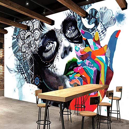 3D Murales Papel Pintado Pared Calcomanías Decoraciones Creative Street Colour Graffiti Beauty Bar Art º Los Niños Habitación (W)200X(H)140Cm