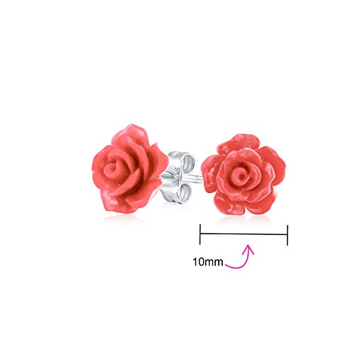 3D Naranja Durazno Quiso Pendiente De Boton Flor Rosa Para La Mujer, Para La Madre Adolescente Post Chapados En Plata.