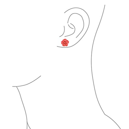 3D Naranja Durazno Quiso Pendiente De Boton Flor Rosa Para La Mujer, Para La Madre Adolescente Post Chapados En Plata.