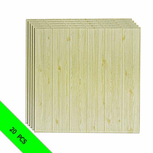 3D Paneles de la Pared,DIY Imitación Madera Grano Autoadhesivo Impermeable Papel Pintado 23.5inch*23.5inch(20 PCS)