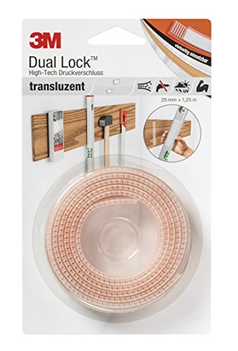 3M Dual Lock 7100017793 Cinta de Velcro, 25 mm, 1,25 m, 1 unidad, Traslúcida