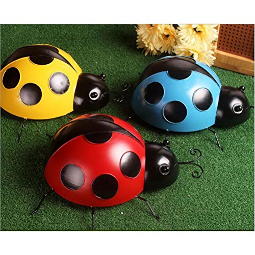 3pcs Hierro Mariquita Metal Animal Colgante Arte de la Pared Percha Interior Jardín al Aire Libre Decoración del hogar (10cm)