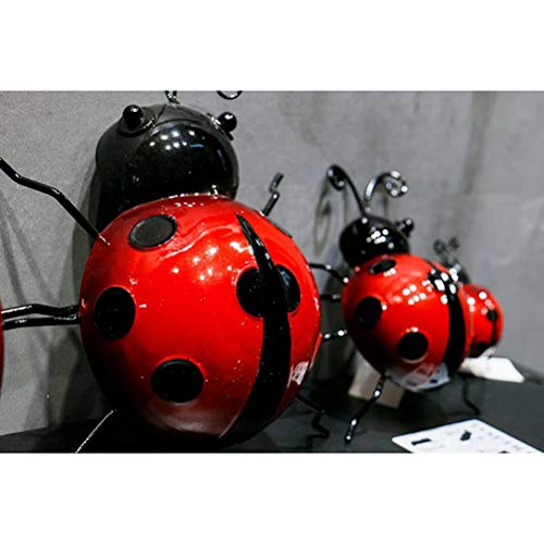 3pcs Hierro Mariquita Metal Animal Colgante Arte de la Pared Percha Interior Jardín al Aire Libre Decoración del hogar (10cm)