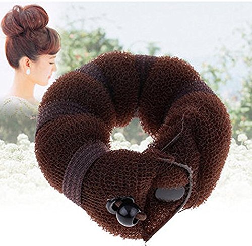 3pcs marrón Magic Hair Styling Styler Twist anillo ex shaper Chignon en forma de rosquilla Donut Moño Pelo Clip Pelo Anillo Styler herramienta eléctrica (1 grande + 2 pequeños)