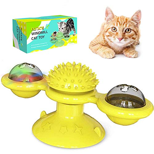 3T6B Juguetes Interactivos para Gatos, Juguete Giratorio de Molino de Viento para Gatos, Juguete para Rascar Lechón Gato Molar