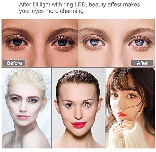 3T6B Luz de Relleno de Anillo LED de 4" con Trípode, Mini Lámpara de Escritorio de Cámara LED, con 3 Modos de Luz y 10 Niveles de Brillo, para Video Youtube, Tiktok, Maquillaje y Transmisión en Vivo