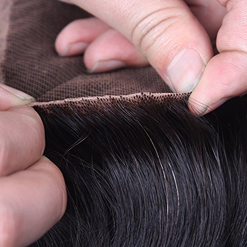 4 * 4 Lace Frontal Frente de Encaje con Cierre Closure Body Wave Extensiones de Cabello Natural Peluca Mujer -40cm, 35g, 1B Negro Natural