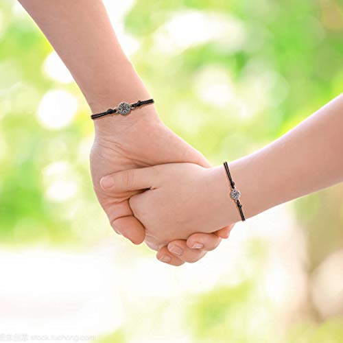 4-6 pulseras promesa para madre e hija, juegos de pulseras Pinky Friendship distancia a juego pulseras ajustables para parejas con tarjeta de corazón