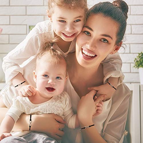 4-6 pulseras promesa para madre e hija, juegos de pulseras Pinky Friendship distancia a juego pulseras ajustables para parejas con tarjeta de corazón