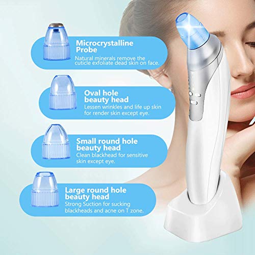 4-IN-1 Limpiador de Poros, Facial Electrico Removedor de Espinillas y Extractor Punto Negros, Quitar Puntos Negros 4 succión con USB Carga Portátil Eliminador de Espinillas y Acné