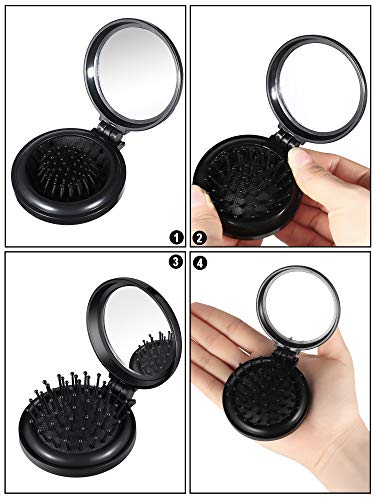 4 Piezas Cepillos de Pelo Plegables Cepillos de Pelo de Viaje Peine de Pelo Portátil Peine de Bolsillo Compacto con Espejo para Usar Diario Viaje de Mujeres Niñas