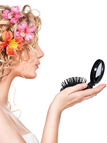 4 Piezas Cepillos de Pelo Plegables Cepillos de Pelo de Viaje Peine de Pelo Portátil Peine de Bolsillo Compacto con Espejo para Usar Diario Viaje de Mujeres Niñas