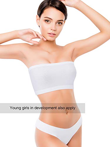 4 Piezas de Sujetador sin Tirantes Bandeau Bralette de Mujeres Sujetador Estirable sin Relleno ni Costura (Talla L-XL)