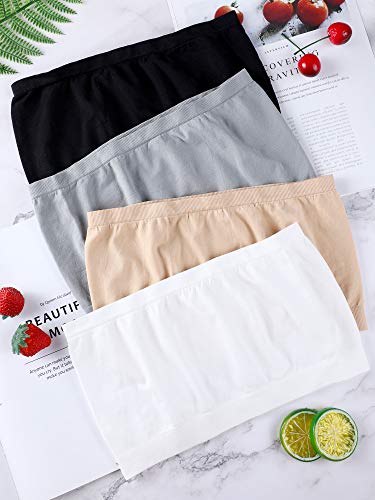 4 Piezas de Sujetador sin Tirantes Bandeau Bralette de Mujeres Sujetador Estirable sin Relleno ni Costura (Talla L-XL)