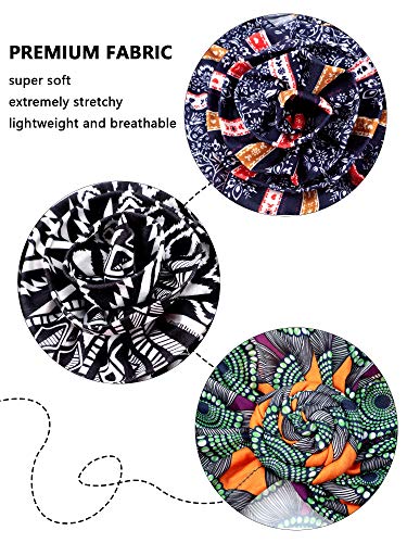 4 Piezas de Turbante de Mujeres Gorro de Dormir de Nudo con Patrón Africano Gorra Preatada (Bohemian Style)