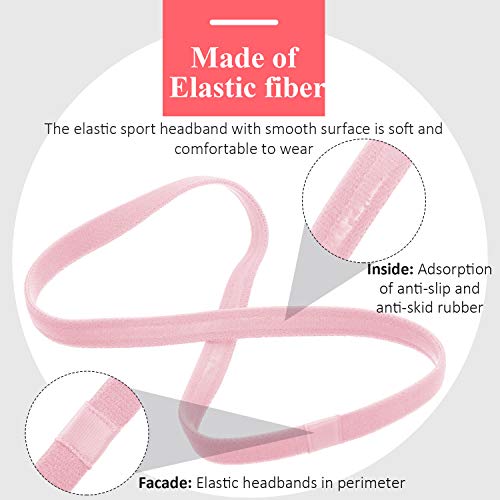 4 Piezas Diadema Deportiva Elástico Antideslizante Grueso Cinta de Pelo para Mujeres y Hombres (Naranja Fluorescente, Azul, Rosa Roja, Rosa)
