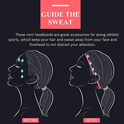 4 Piezas Diadema Deportiva Elástico Antideslizante Grueso Cinta de Pelo para Mujeres y Hombres (Naranja Fluorescente, Azul, Rosa Roja, Rosa)