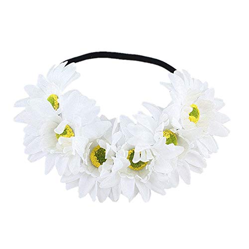 4 Piezas diadema flores Flor corona diadema corona Colorido Artificial Sun Flor de la venda Boho de las mujeres Flor Festival de la boda Guirnalda Accesorios del casco para la mujer niña