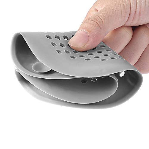 4 piezas Silicona Protector de drenaje con lechón Senhai Colador fregadero Ducha pelo colector Bañera Cubierta de drenaje para cocina Baño- Gris blanco