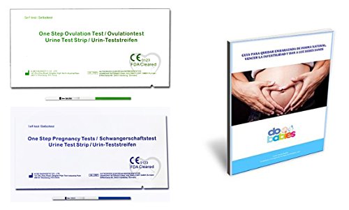 40 x Test de ovulacion (LH) de 20 mlU/mL, Tiras reactivas de Prueba de ovulacion in-vitro OneStep y 10 x Test de embarazo Diagnostico en casa, incluye un LIBRO GUIA DIGITAL EN PDF