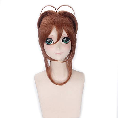 40Cm Card Captor Sakura Anime Cosplay Peluca Pelo sintético Marrón Rubio Disfraces de Halloween Pelucas para mujeres   Marrón