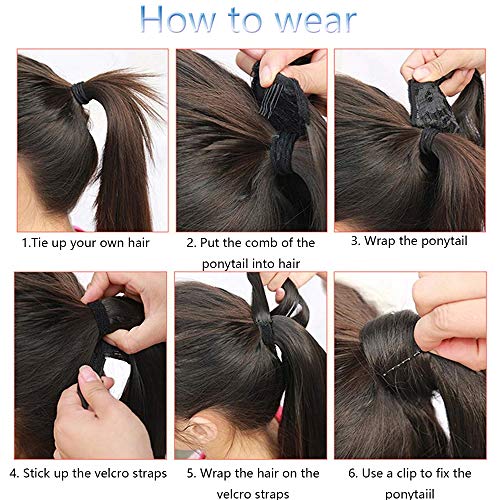 40cm - Extensiones Coleta de Cabello Pelo Natural Humano 80g Remy Human Hair Extension Ponytail Clip - 12P613# Marrón Dorado y Blanqueador Oscuro