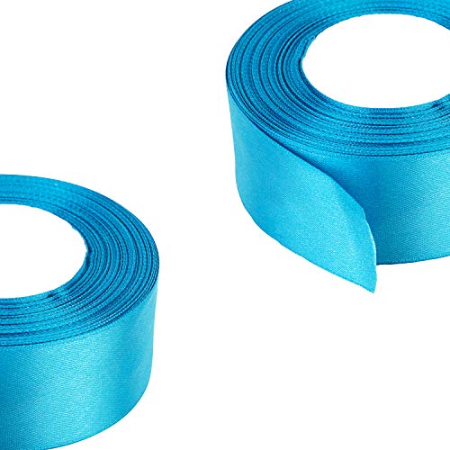 40mm x 22m de Doble Cara Raso Rollo cinta - Carrete Dual tela poliéster para costura, ARTES Y MANUALIDADES, Lazos, vestidos, Regalo Envoltura - Decoración la boda, cumpleaños, prendas - Azul Turquesa