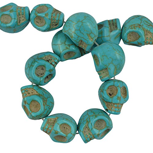 40pcs Halloween Turquesa Calavera Tallada Joyería Que Hace Granos del Espaciador Azul