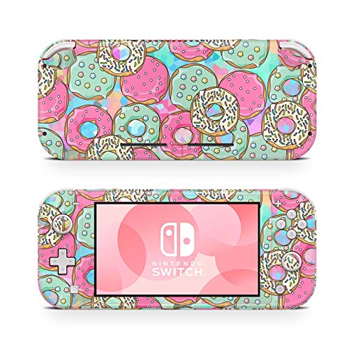 46 North Design Switch Lite Skin Vinyl Stickers, Dulce Caramelo Rosquillas Menta Crema Rosa Rosa Patrón Color Pastel Tortas Bagel Kawaii, Alta calidad, Durable, Sin burbujas, Made in Canada