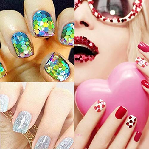 48 PCS 3D Nail Art Decoration Glitter Powder Sequins Set,Festival Chunky Glitter Face Body Hair Decoration Party DIY Craft Slime Making Kit, Lentejuelas Nail Salon Equipos para Navidad Halloween