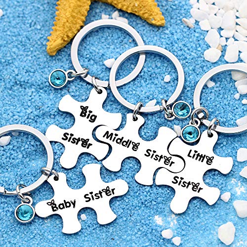 4pcs Big Sis Middle Sis Lil Sis Baby Sis llavero llavero llavero llavero para hermanas Amigos cumpleaños Navidad regalo