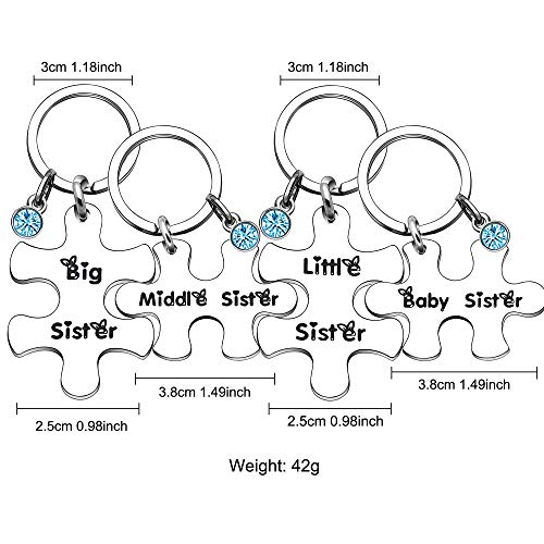 4pcs Big Sis Middle Sis Lil Sis Baby Sis llavero llavero llavero llavero para hermanas Amigos cumpleaños Navidad regalo
