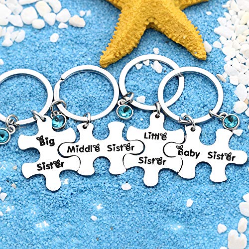 4pcs Big Sis Middle Sis Lil Sis Baby Sis llavero llavero llavero llavero para hermanas Amigos cumpleaños Navidad regalo