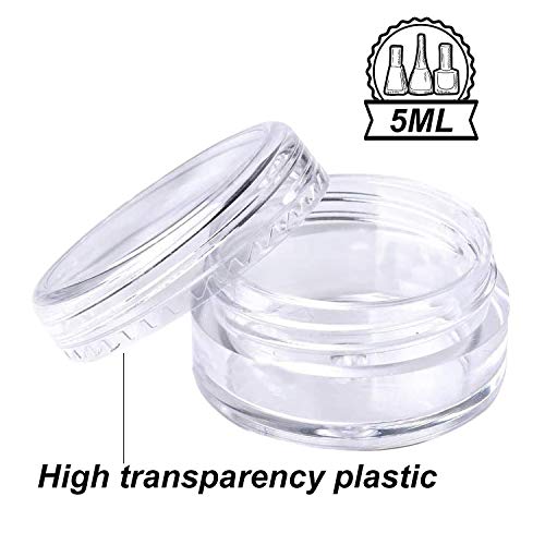 5 ml Envase Cosmético Vacío Pequeño Plástico Transparente Puede Olla Cosmética Tarro Vacío Crema de Viaje con Tapa para Crema/Polvo/loción(50 Pcs)