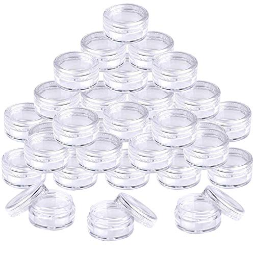 5 ml Envase Cosmético Vacío Pequeño Plástico Transparente Puede Olla Cosmética Tarro Vacío Crema de Viaje con Tapa para Crema/Polvo/loción(50 Pcs)