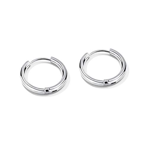5 Pares Acero Inoxidable Pendientes pour Hombre Mujer Niña Chico Pendientes Aros Plata, Pendientes Hombre Aro, Pendientes Mujer Plata, Bisuteria Pendientes Plata Hombre Mujer Aros de Plata 8MM-16MM