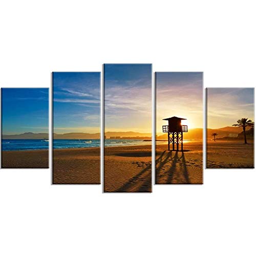 5 Piezas Arte de la pared Lienzo Decoración para el hogar Pintura Hd Valencia Beach Sunset Print Cartel moderno Cuadros Cuadro modular 30 * 40 * 2 30 * 60 * 2 30 * 80Cm Sin marco Sanzx
