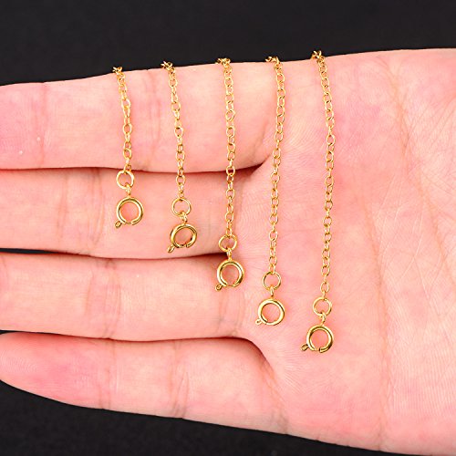 5 Piezas Extensor de Collar Set de Cadena de Extensión de Pulsera para Manualidades de Collar y Pulsera Fabricación de Bisutería (Dorado)